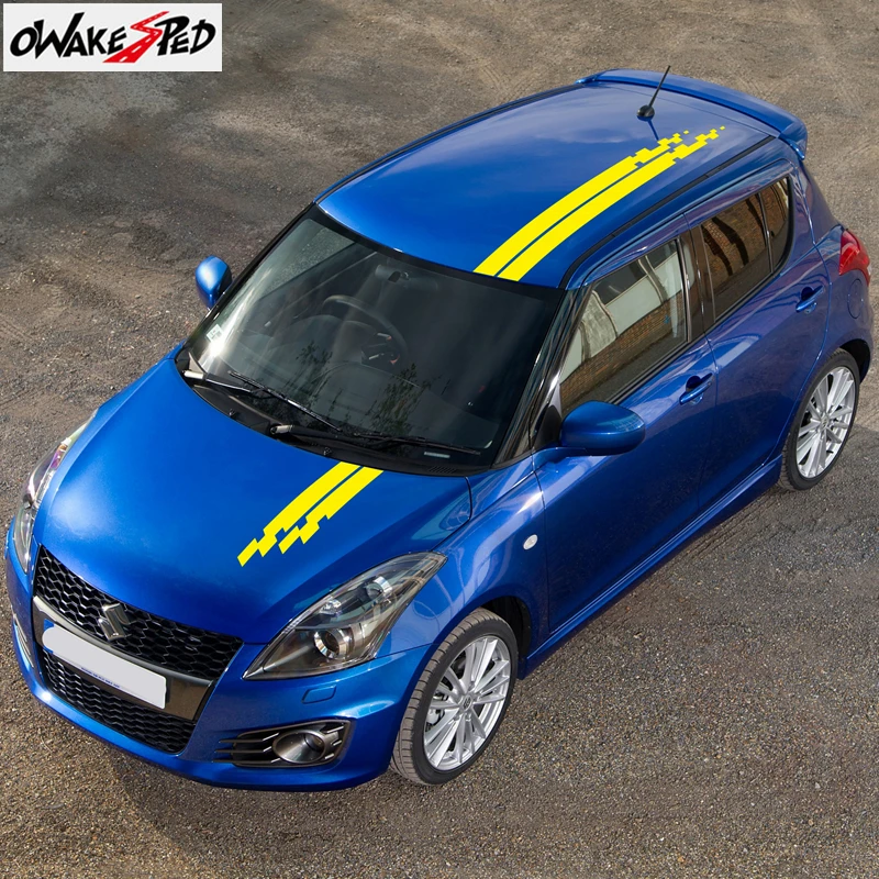 Для SUZUKI SWIFT Hood Stripe Decor Decal Auto Sport Cover Engine Roof Stickers Racing Styling Vinyl Stickers|Наклейки на