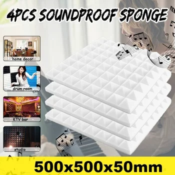 

4PCS/Set 500x500x50mm Acoustic Panels Soundproofing Studio Foam Treatment Sound Proofing For Home Office School KTV
