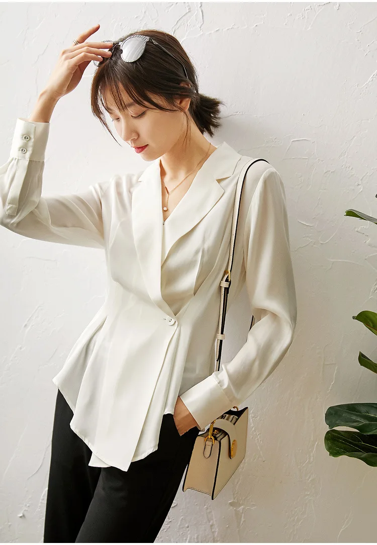 

2020 Early Spring New Shirt Silk Shirt Was Thin Slim Long-sleeved Silk Shirt Women