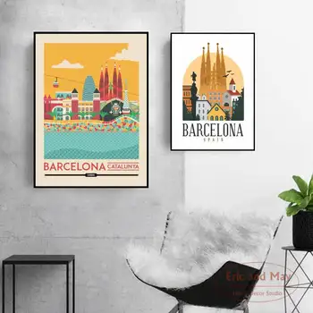 

Barcelona Catalonia Spain Travel Poster Prints Canvas Painting Wall Art Picture For Bedroom Home Decor