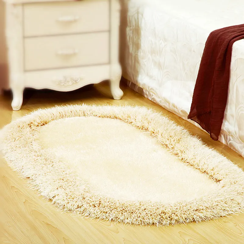 Beige Овальный эластичный Шинер текстура коврик в ванную Коврик противоскользящий пол ковер коврик для ванной коврик для спальни диванные подушки Tapete Banheiro - Цвет: Beige