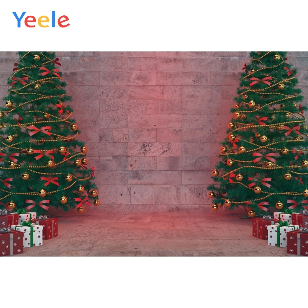 

Christmas Tree Gift Brick Wall Home Decor Baby Birthday Backdrop Photography Custom Photographic Background For Photo Studio