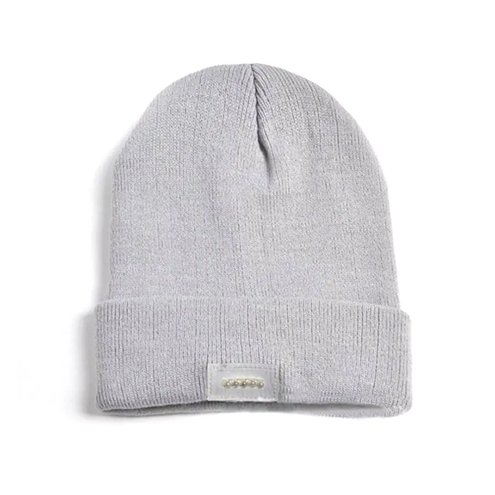 Светодиодный светильник, светящаяся вязаная акриловая шляпа Beanie, теплая зимняя пряжа, шапка для кемпинга, ночной крючок, шляпа в стиле хип-хоп, повседневные разноцветные шапки
