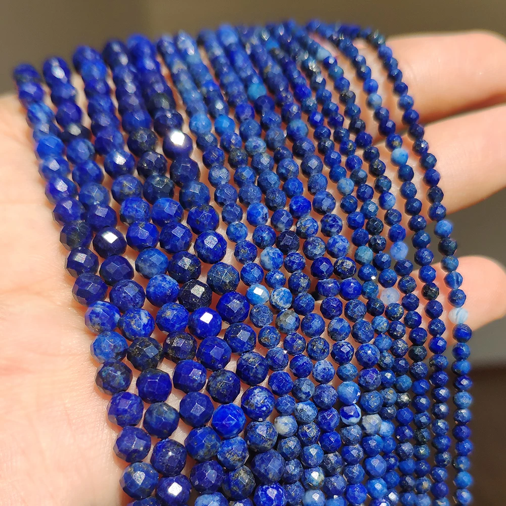 Faceted Blue Natural Sandstone Beads for Jewelry Making - Handmade Waist Beads, Women's Stone Beads Collection
