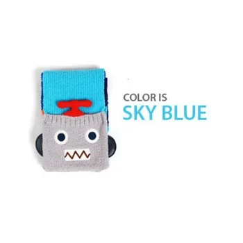 Корейский Winghouse Детский шарф 2 цвета мальчик милый мультфильм Flybot шеи Теплый осенне-зимний вязаный модный удлиненный глушитель - Цвет: Небесно-голубой