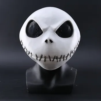 

New The Nightmare Before Christmas Jack Skellington White Latex Mask Movie Cosplay Props Halloween Party Mischievous Horror Mask