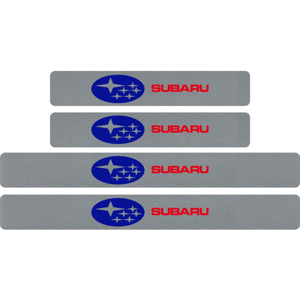For Subaru Silver 4 шт., углеродное волокно, пылезащитная наклейка на порог двери автомобиля для Subaru LEGACY Forester Outback Impreza эмблема, аксессуары - Название цвета: For Subaru Silver