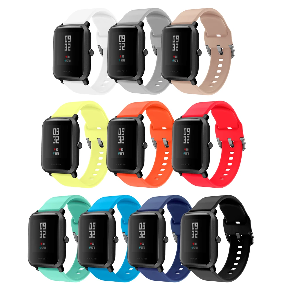 Силиконовый ремешок браслет для Huami Amazfit ремешок Bip Watch Band 20 мм для Xiaomi mijia quartz Garmin Forerunner 645 Vivoactive 3