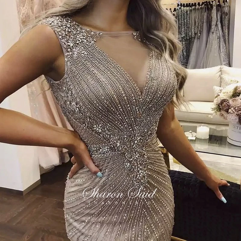 silver diamond prom dress