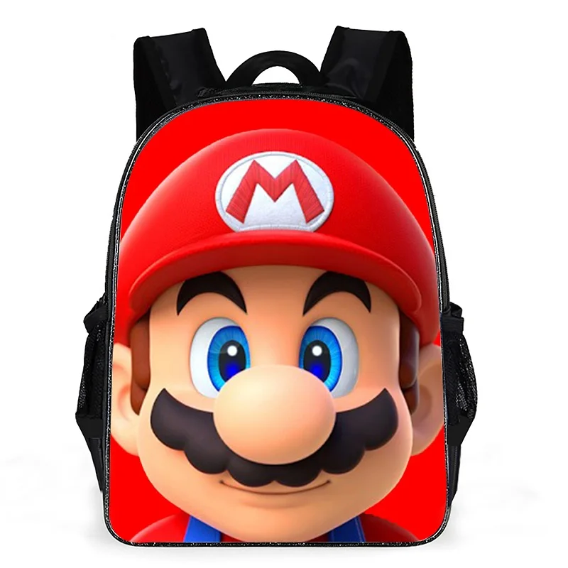 Mochila de Mario de 16 pulgadas para niños y niñas, morral escolar de dibujos animados para guardería, morral diario