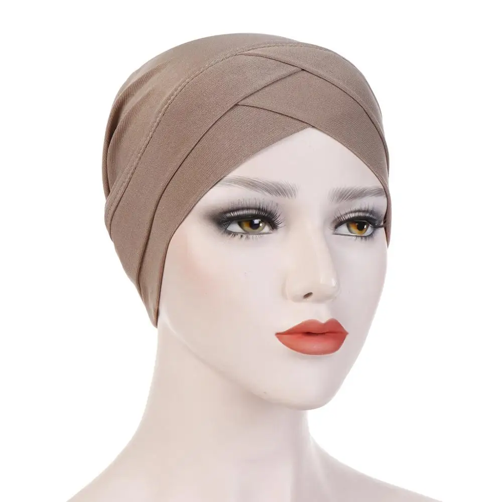 Полное покрытие внутренние шапочки под хиджаб мусульманский Эластичный Тюрбан Кепка исламский шарф капот сплошной модал под шапочки с шарфами turbante mujer - Цвет: 1