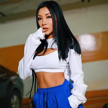 Женский короткий узкий Топ с длинным рукавом, дышащая укороченная Спортивная футболка для фитнеса, женские топы, свитер для бега, укороченный топ