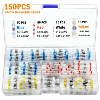 

150Pcs Waterproof Heat Shrink Seal Butt Splice Terminals Set Solder Sleeve Tube Insulated Electrical Wire Connectors kit