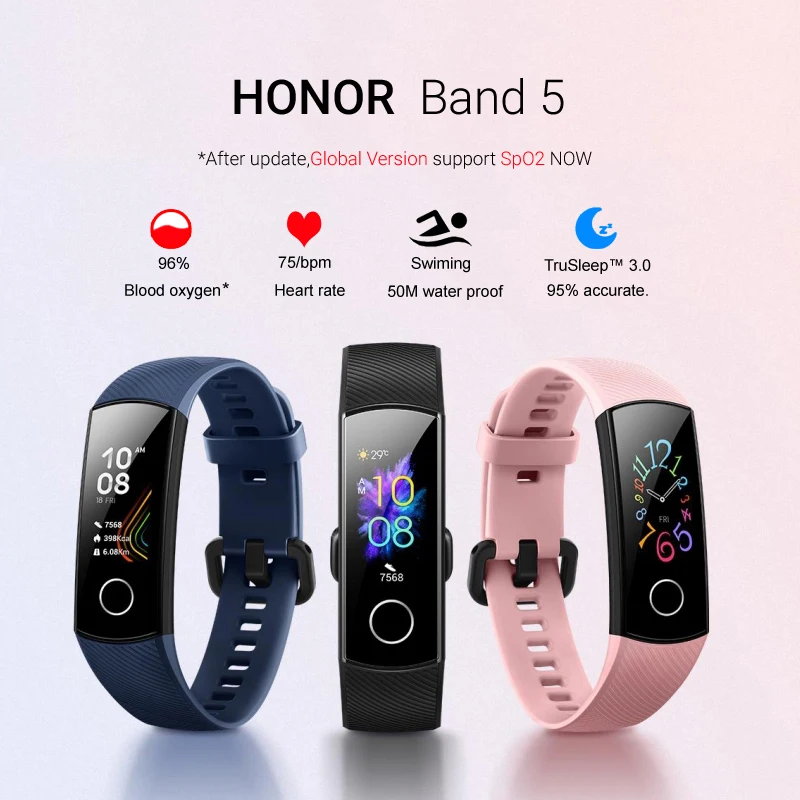 Honor band 5 глобальная версия smartband AMOLED Huawei smartwatch heart rage ftness sleep tracker swiming sport trakcer