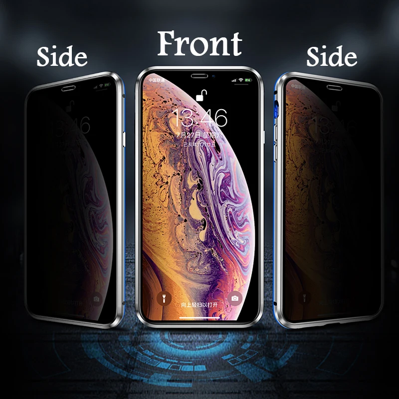 Высокое качество анти-писк стеклянный чехол для Apple iPhone XS MAX X XR 7 8 Plus Алюминиевый металлический градиентный чехол из закаленного стекла