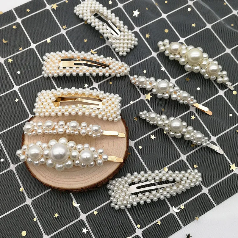 1PC Korean Fashion Pearl Hair Clips for Women Girls Elegant Snap Barrettes Hairpins Hairgrips Hair Accessories Styling Tools