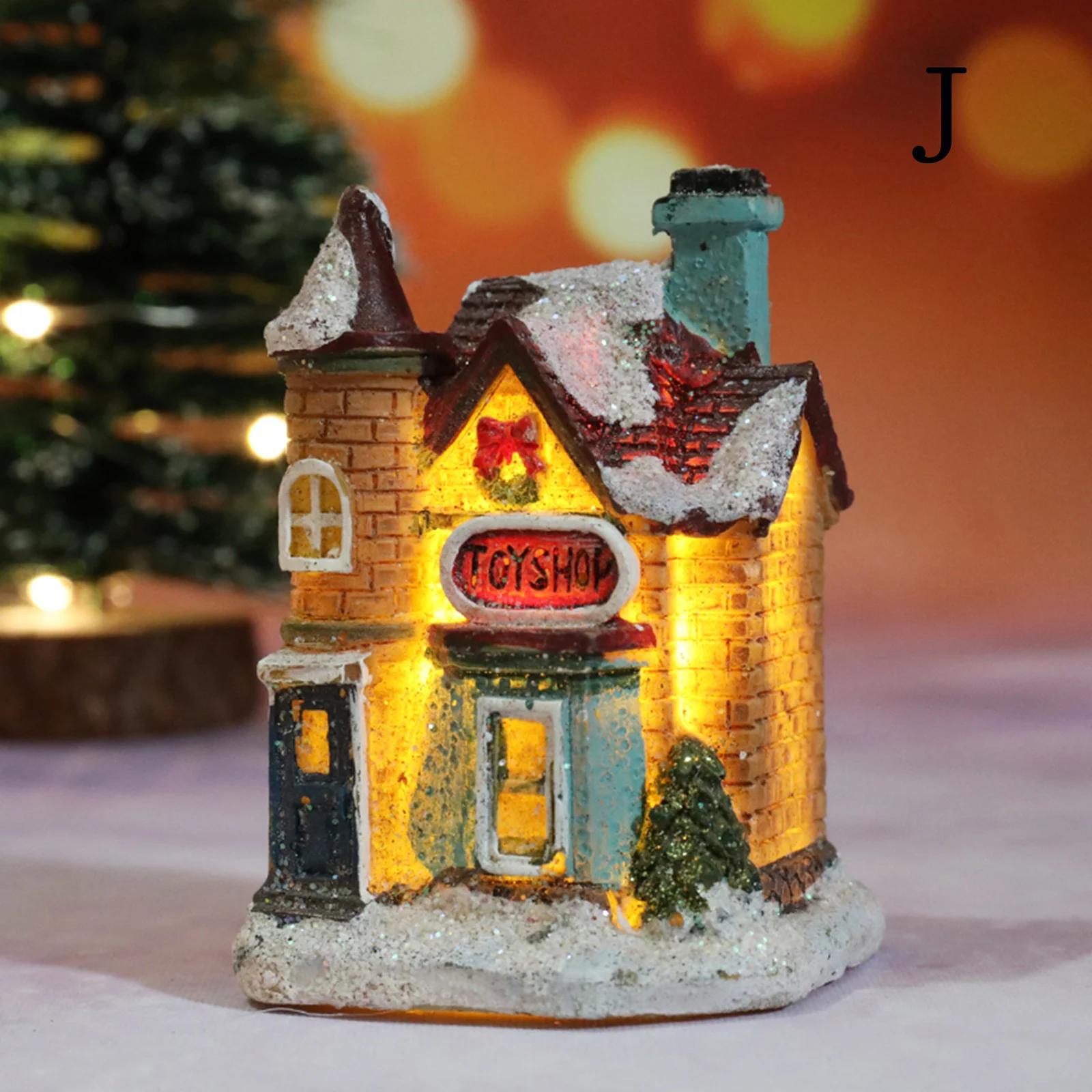 6PCS Christmas Ornament Set Doll House Village Light Up Christmas House Winter Holiday Garden Decoration Children Gift Set
