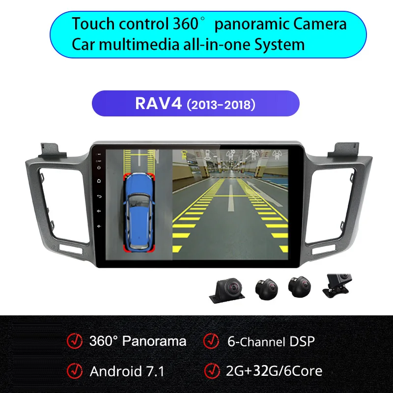 Для Toyota RAV4 2013- Android 360 панорамный бесшовный 4-канальный видеорегистратор AHD камера автомобильное радио gps навигация с DSP