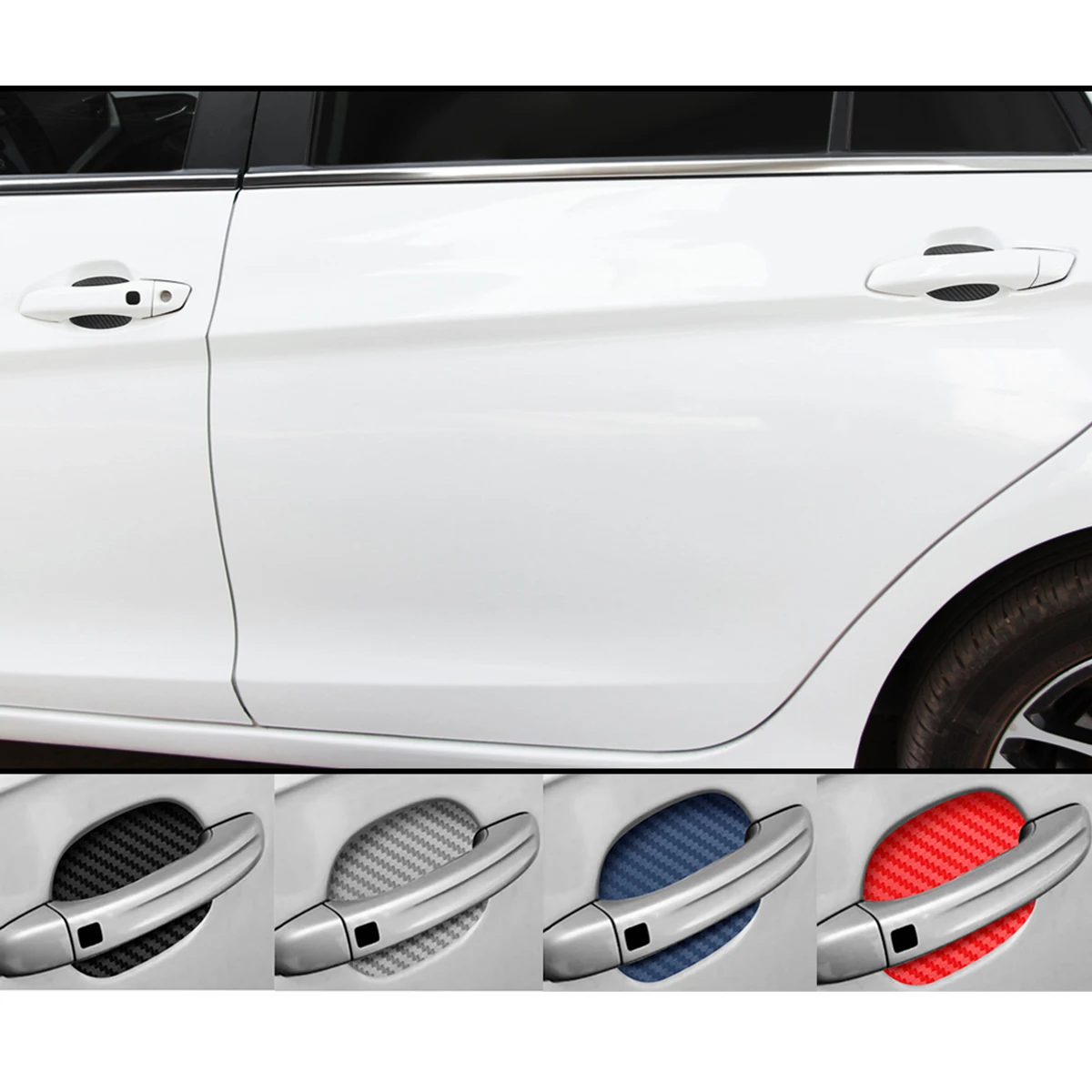 LOT DE 4 Autocollants Interrupteur De Porte En Fibre De Carbone Noire