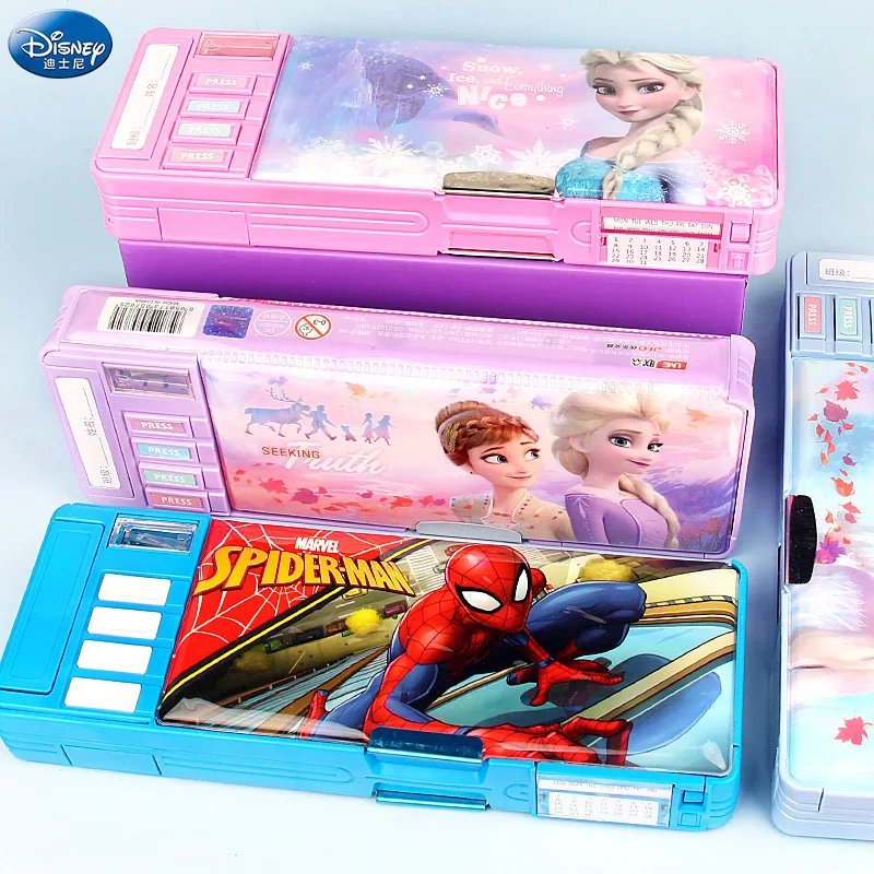 Disney Frozen Mickey Princess Marvel Stationery Box Student Children Multifunctional Pencil Case School Supplies Birthday Gift