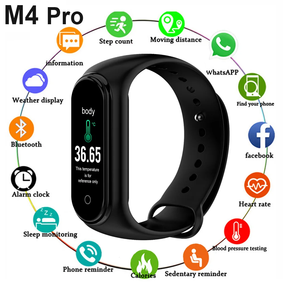 Умный Браслет M4 Pro термометр новый фитнес-браслет IP67 спортивный смарт-браслет