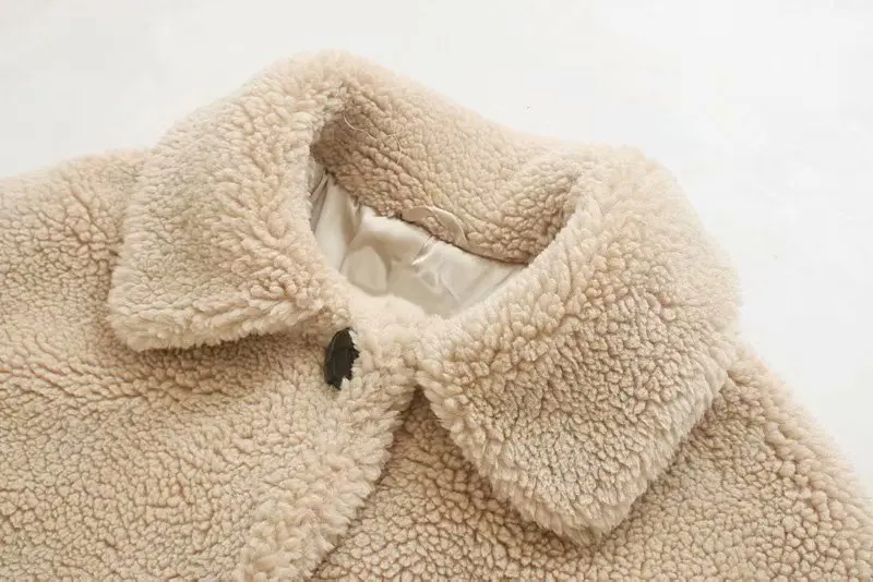 remarkable  new women autumn winter solid color warm fleece coat female long sleeve pockets single breasted jac