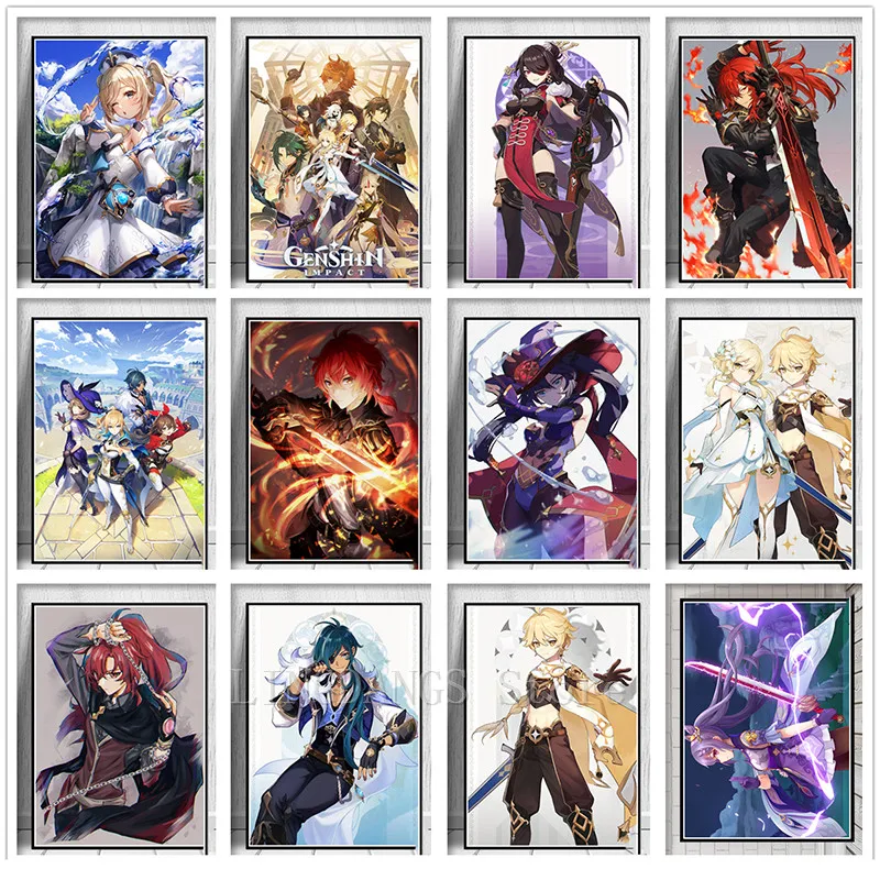 5D DIY Full Drill Diamond Painting Anime Game Genshin Impact Poster Embroidery Mosaic Cross Stitch Handmade Home Decor | Дом и сад