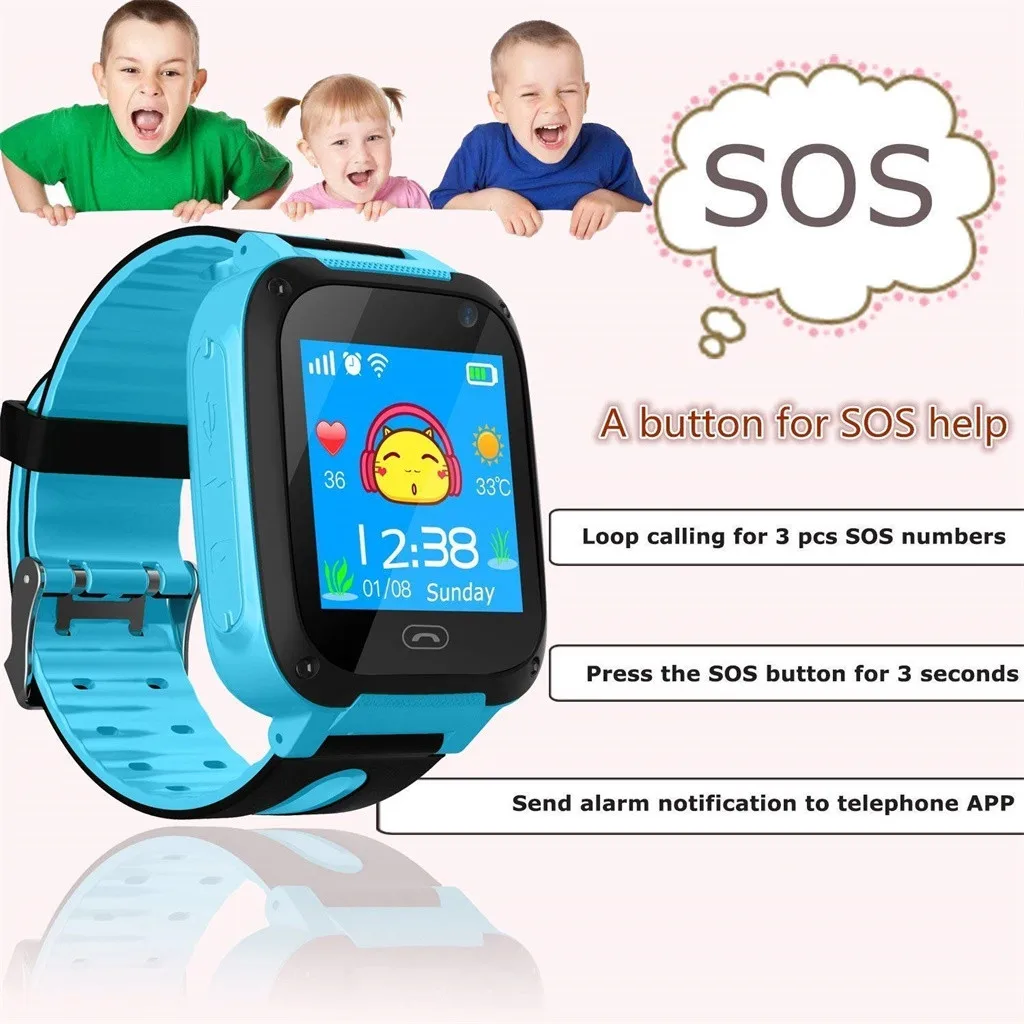 S4 Kids Smart Watch Phone LBS/GPS SIM Card Child SOS Call Locator Camera Screen Smartwatch Watches phone 2G