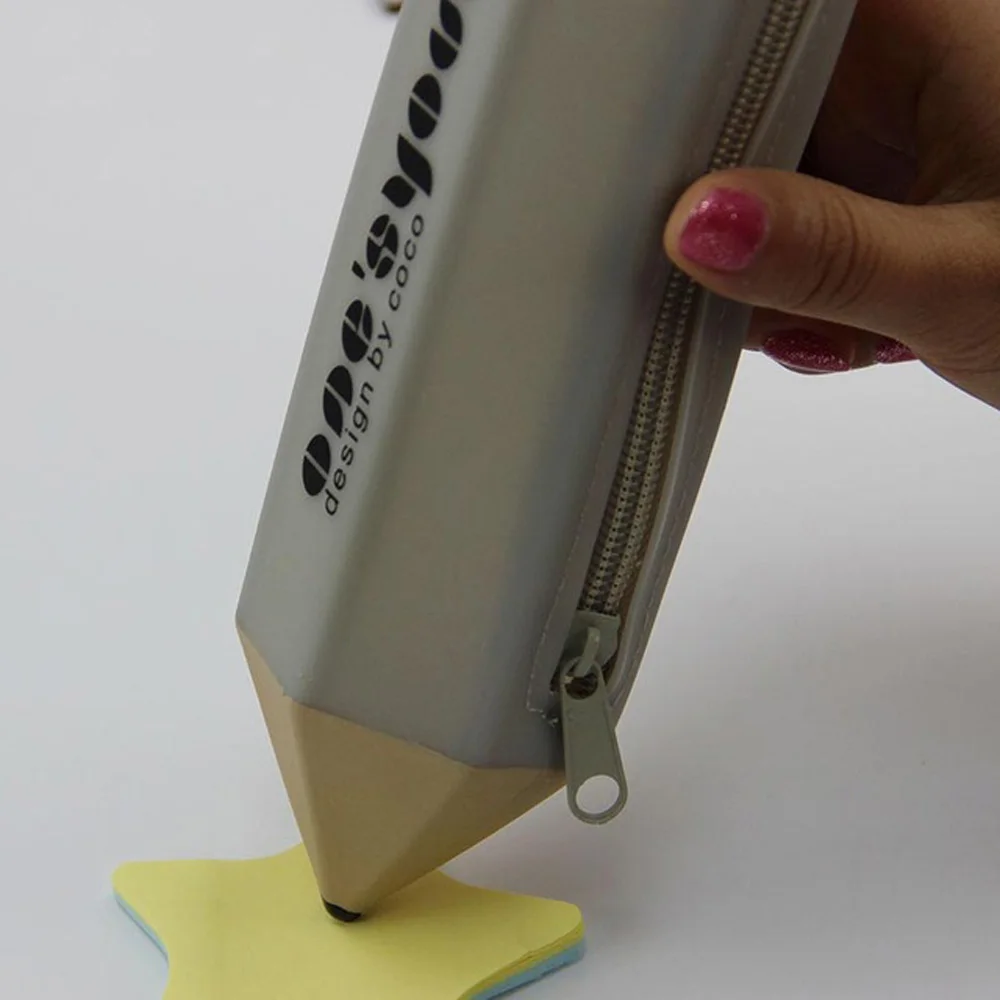 1 шт. карандаш в форме силиконовый пенал Чехол сумка для хранения косметики детский подарок школьные офисные поставки - Цвет: Grey