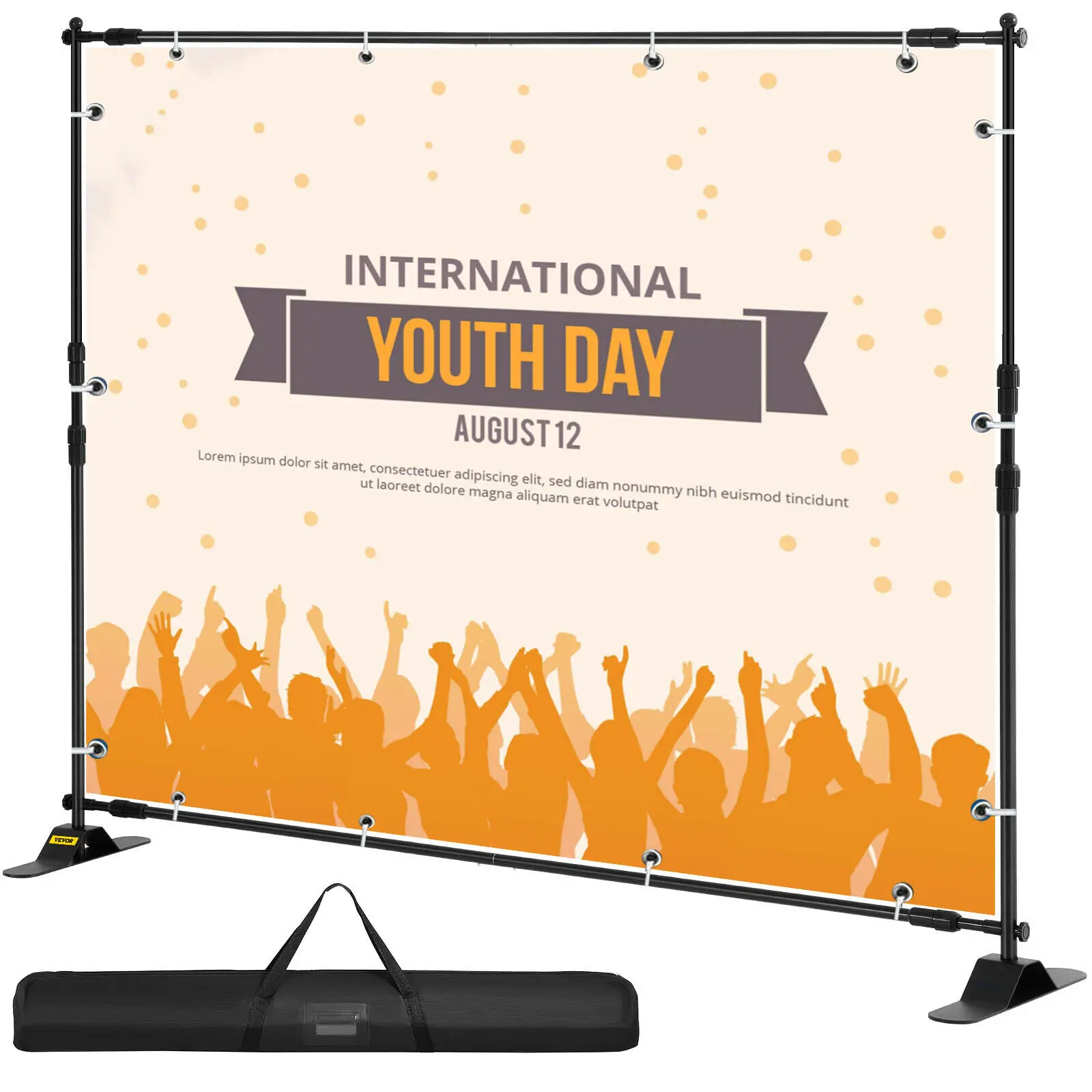 VEVOR 2.4x2.4M 3x2.4M Photography Background Adjustable Telescopic Backdrop Banner Stand for Photocall Video Wedding Event Party 1
