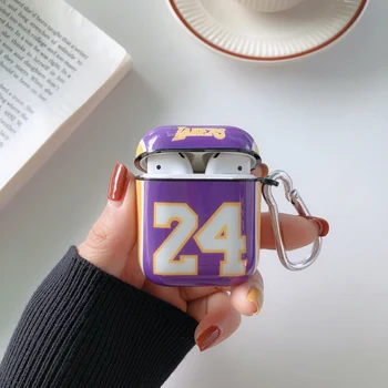 

3D Cute cool Basketball star jersey No.24 Case For Apple Airpods 2 1 Soft Shockproof Silicone Protection Cover With Clip