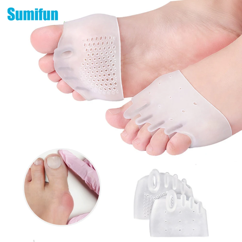 2pcs Toe Separator Spacers Five-hole Honeycomb Gel Pain Relief Insoles Prevent Feet Callus Blisters Corn Forefoot Pads Protector 2pcs foot front insert fore foot plug half yards shoes pad anti slip shoes insoles toe thick sponge pad pain relief cushion foam