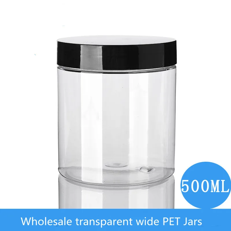 500ml Empty Cream Jar Facial Mask PET Container Bottles Clear Bottle With Plastic lid Makeup Cosmetic Packing Bottles