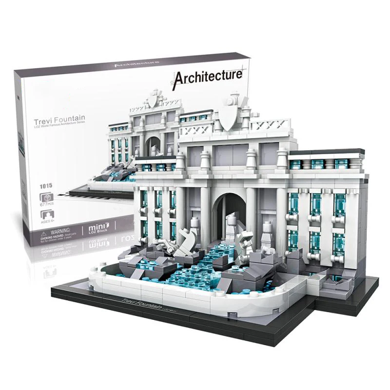 

Mini Building Blocks 677Pcs Architecture Series 1015 Roma Trevi Fountain Model Bricks Toys For Children Christmas Gifts