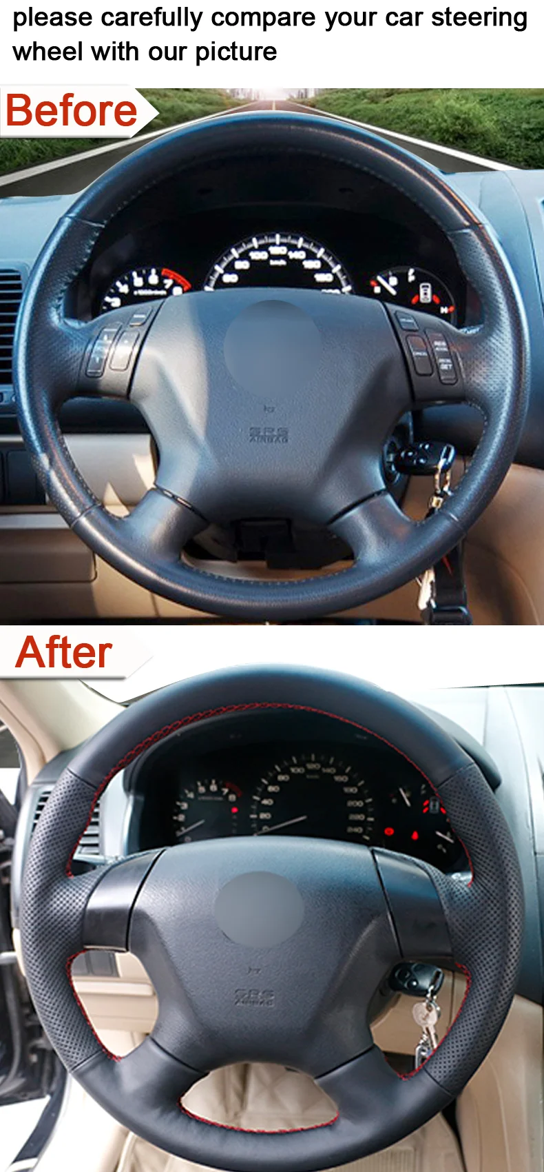 Черный PU искусственная кожа Чехол рулевого колеса автомобиля для Honda Accord 7 2003-2007 Odyssey 2005-2010