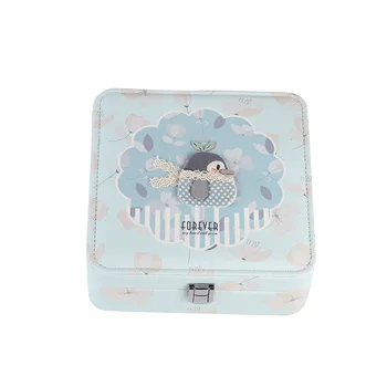 

Creative jewelry storage box with lock buckle cartoon cute single-layer square decoration box love mirror jewelry box