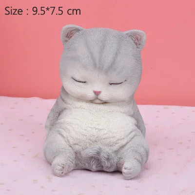 Grey S Мультяшная кошка Миниатюрная модель скульптура ленивый кот креативный Копилка настольная декор украшения милый мультфильм животное фигурка оленя - Цвет: Grey S