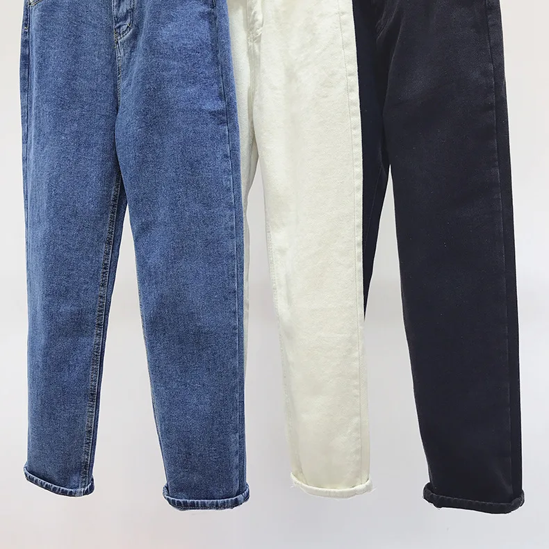 T47 Южная Корея стиль Осенняя одежда с высокой талией флис тонкий кашемир матовый шаровары мешковатые брюки капри джинсы женские