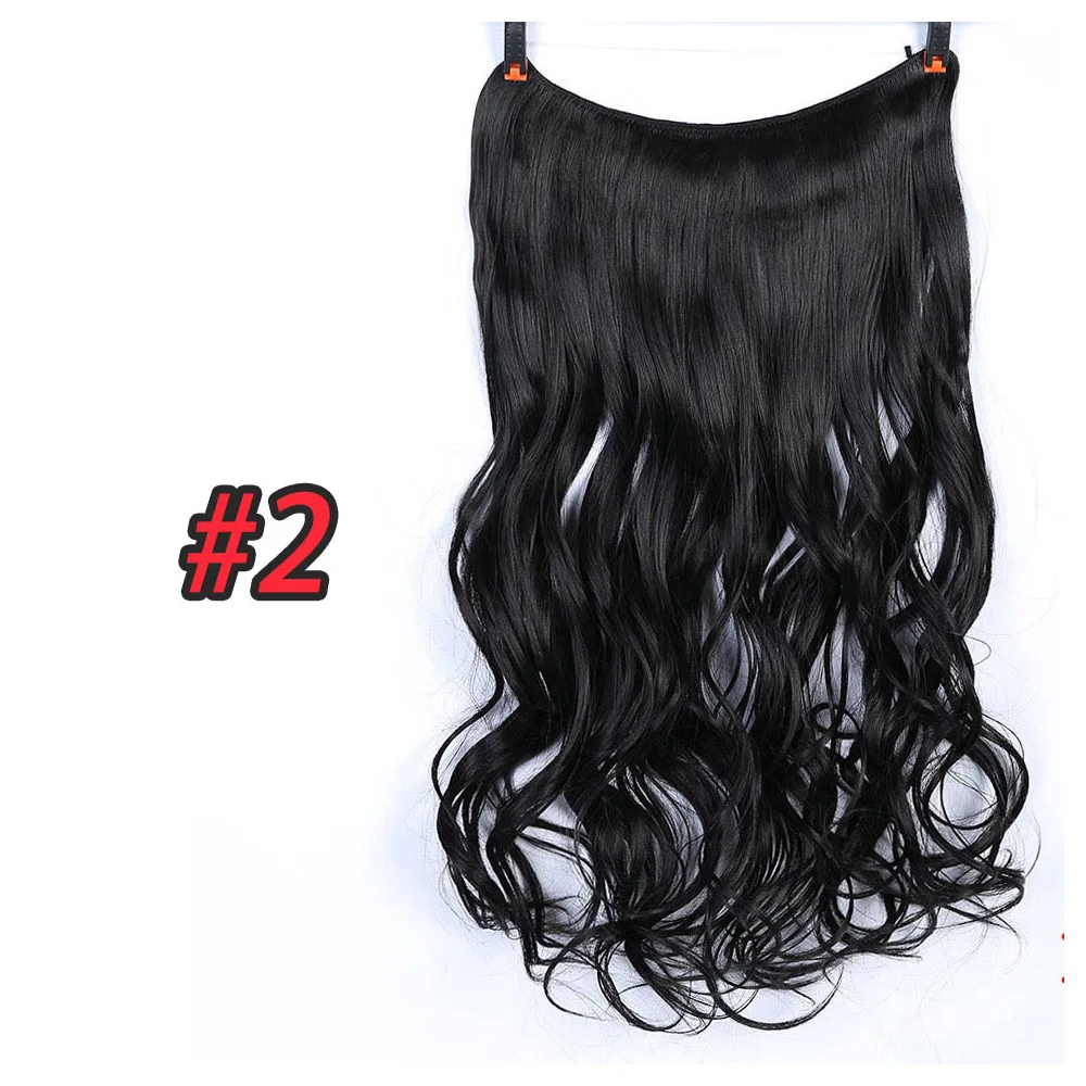 LiangMo, 20 дюймов, невидимая проволока, без зажимов, для наращивания волос, секретная Рыбная линия, шиньоны, Синтетические прямые волнистые волосы для наращивания - Цвет: 2