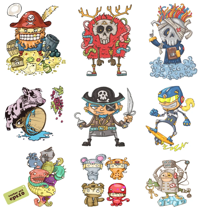 

Iron on Transfer for Clothing Thermoadhesive Patches Stickers Diy Anime Patch Textile Vinyl Stripes Thermotransfer for Clothes I