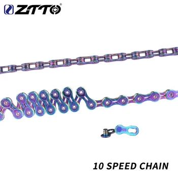 

ZTTO 10s Bicycle Chain 10 speed Rainbow Chain Road Bike 10speed Durable Chains Master link Rainbow EL SLR for MTB Mountain Bike