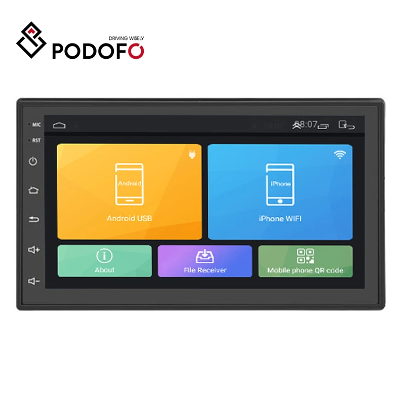 

Podofo Android 8.1 2 Din Car Radio GPS WIFI Bluetooth Universal FM Stereo MP5 Multimedia Player Mirror link Rear View Camera