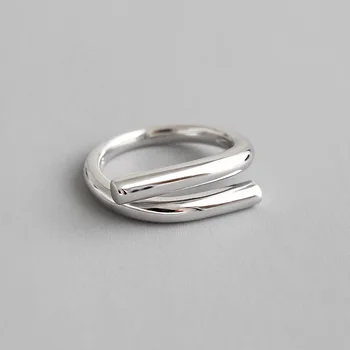 

YAOLOGE New Trendy 925 Sterling Silver Opening Rings for Women Couples Minimalist Engagement Ring Party Jewelry Adjustable