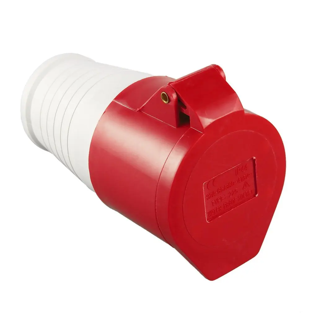 

Red 415V 32 Amp 5pin Industrial Plug & Wall Socket Waterproof IP44 Plug Connector Socket 3 Phase 3P+Earth+Neutral Male/Female