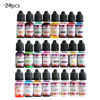 

24 Colors Epoxy Pigment Liquid Colorant Dye Ink Diffusion Resin Jewelry DIY Making Crafts Accessory