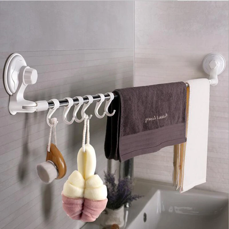 Suction Cup Towel Holder Rack Wall Mounted Towel Hanger Rack Bar Shelf Bathroom Hook Kitchen Wipes Hanging