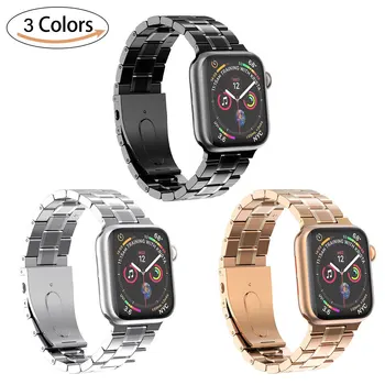 

Straps for Apple Watch 5 4 3 2 1 Band Stainless Steel Metal Three-Plant Five-Ball for iWatch 42mm 44mm 38mm 40mm Bands Bracelet