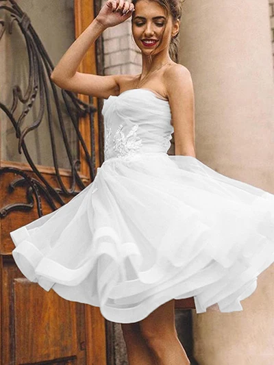 white color Smileven пляжное Короткое свадебное платье милое мини бохо платье невесты без бретелек пляжные свадебные платья - Цвет: white color
