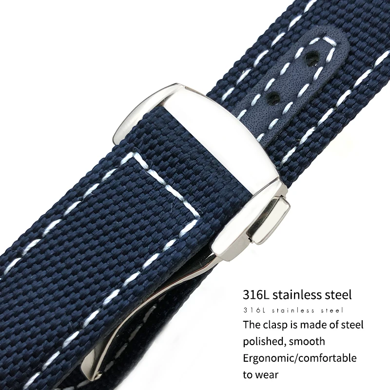 19mm 20mm Nylon Canvas Watch Strap For 