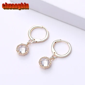

High-Quality S925 sterling silver zircon simple wild geometric design round eardrop Korean fashion earrings Hoop Jewelry Gifts